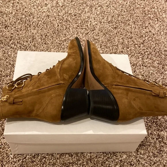 NIB Diane Von Furstenberg Dakota lace-up Suede leather western boots - Picture 5 of 8